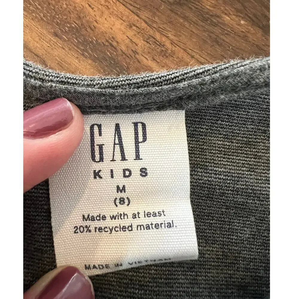 Gap Girls Button Front Shift Dress, Medium/8, Gray, Sleeveless, Pockets